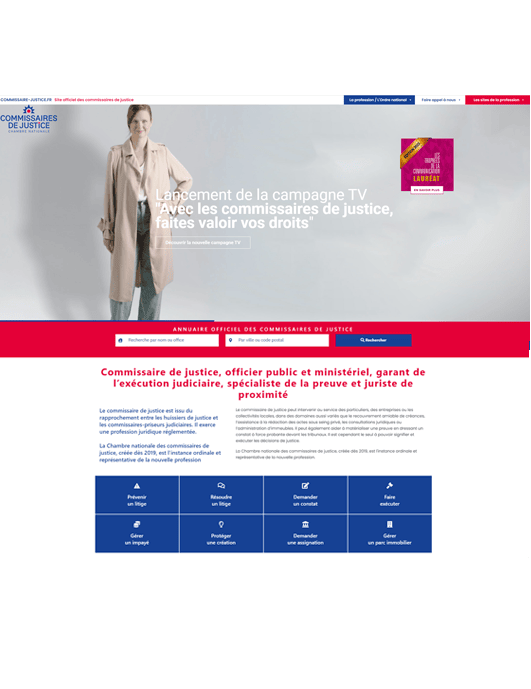 apercu du site Commissaire de Justice